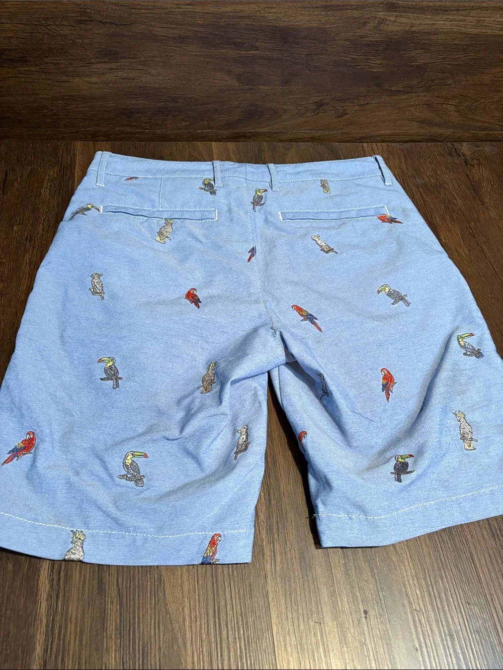 Tommy Bahama Light Blue Parrot Embroidered Hybrid Shorts